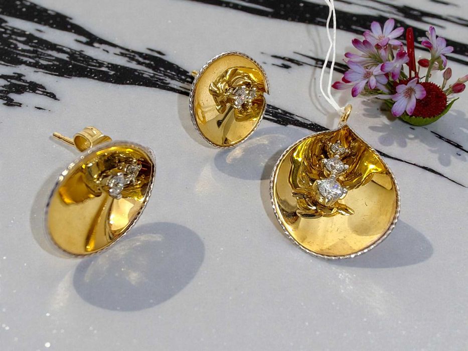 Komplet złoty pr. 585 , kolczyki + zawieszka, lombard Gorzów