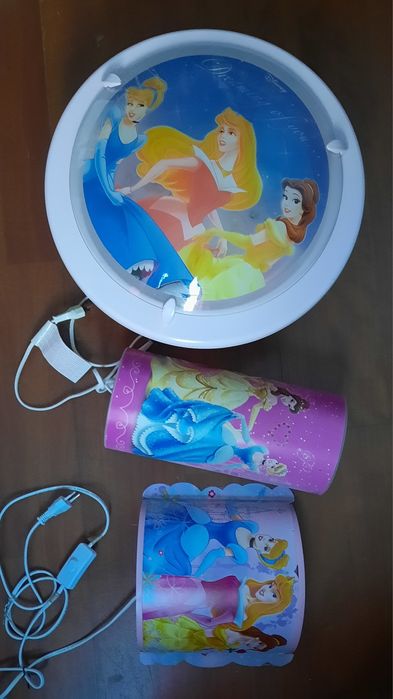 Conjunto de candeeiros das princesas da Disney