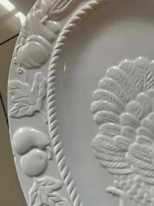Duży ceramiczny półmisek tłoczone owoce  49x35 cm