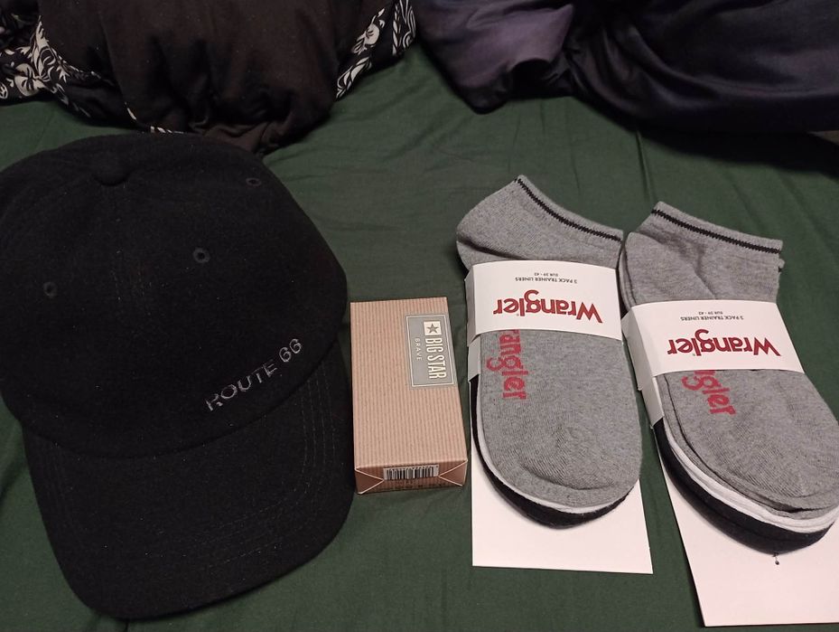 Zestaw skarpetek Wrangler,czapka Router66 woda big star