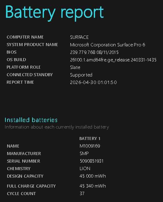 Microsoft Surface Pro 6 - 8GB - 256 GB SSD - bateria a 100%