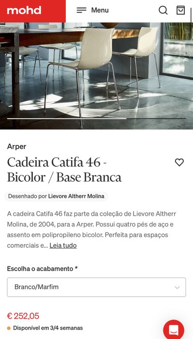 Conjunto 4 Cadeiras p/ Sala de jantar - Catifa Arper