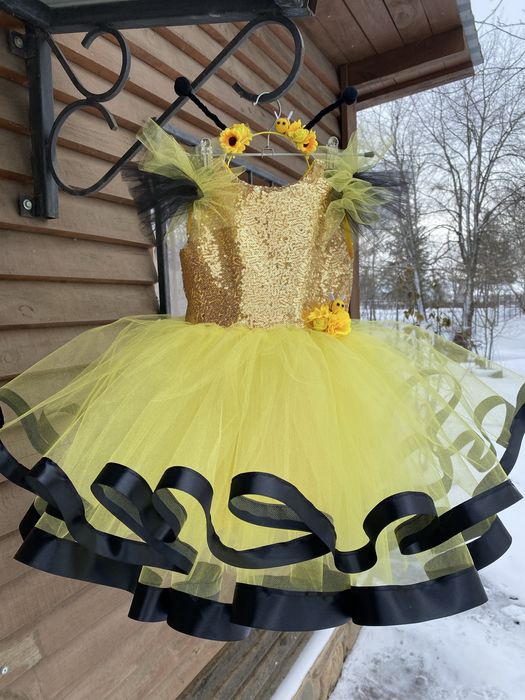 Сукня бджілки обруч крила жовта костюм  на свято весни день мами пишна