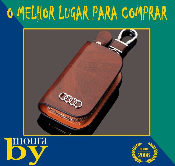 Bolsa Porta chaves para comando  Audi em Preto creme Vermelho riscado