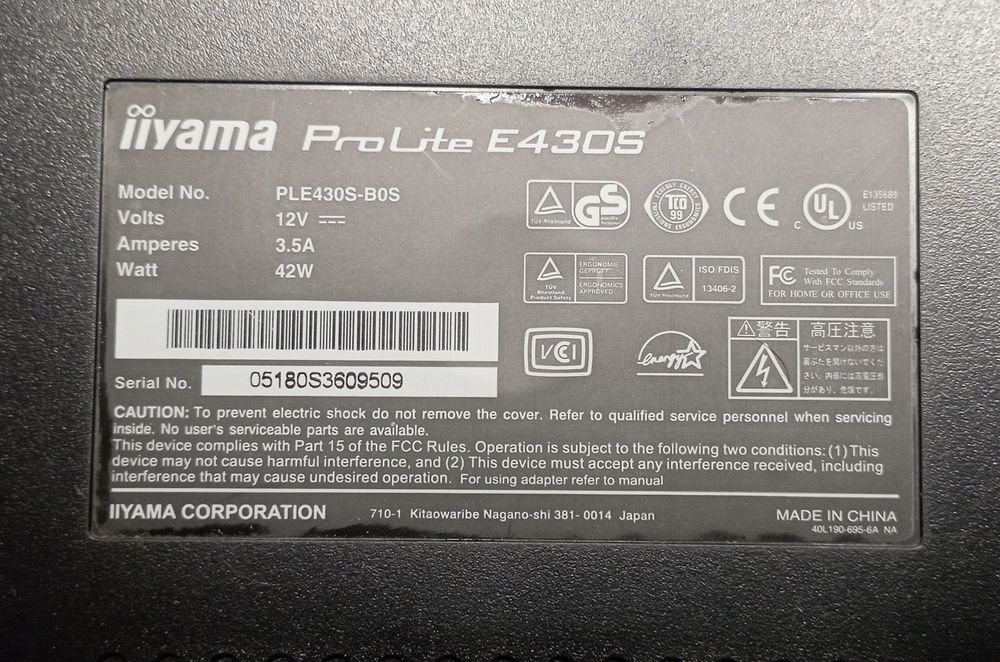 Monitor iiyama ProLite E430S