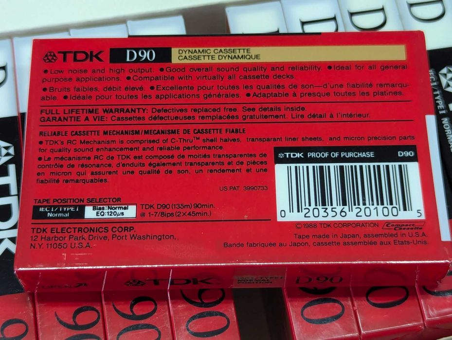 аудіо касети TDK D90 аудиокассеты блок 10шт. USA 1988р