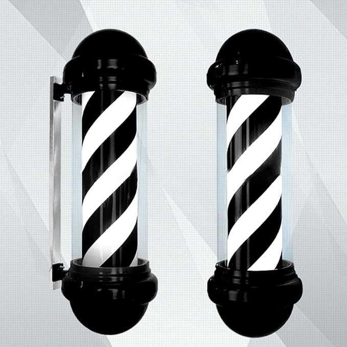Barber Pole (Luz de Barbearia e Cabeleireiro) na Cor Preta