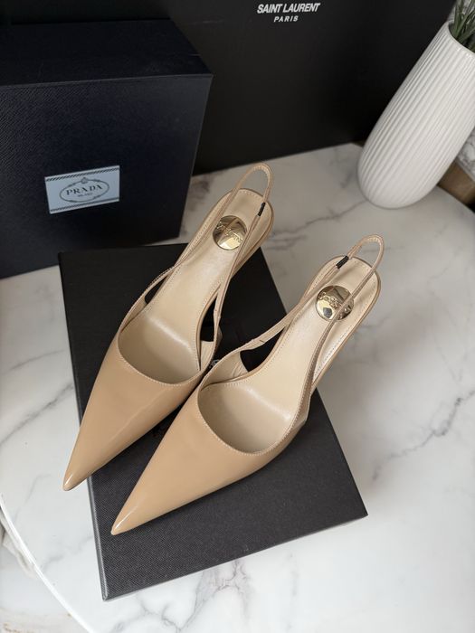 Szpilki YSL beige leather