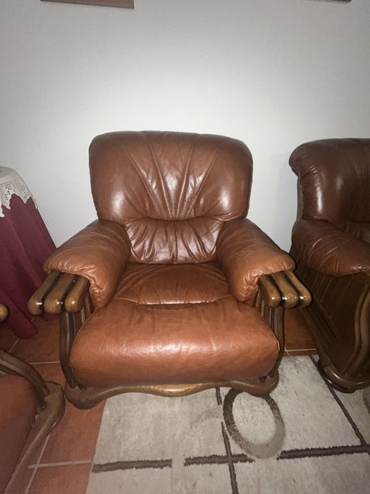 Conjunto de Sofás de Couro
