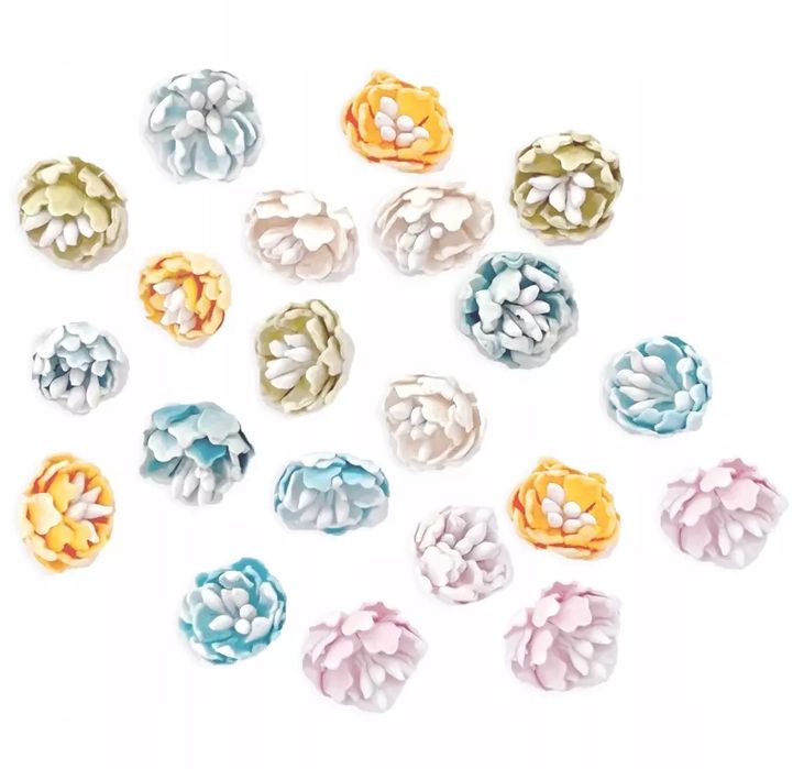 Kwiatki Papierowe Kamelie Pastelowe 21 szt 1,5 cm. Nowy Produkt