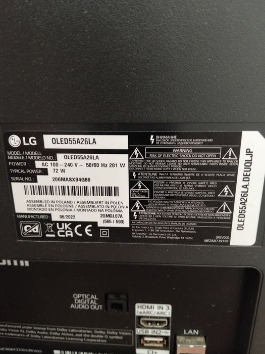 TV LG oled55a26la