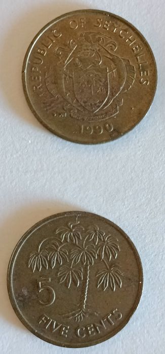 Moedas de República das Seychelles. SR: Seychelles Rupees