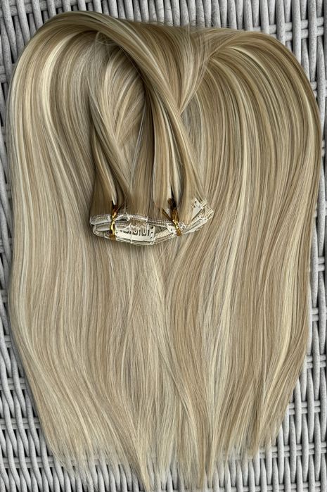 Premium Ultra blond pasemka / refleksy włosy doczepiane clip in 535.