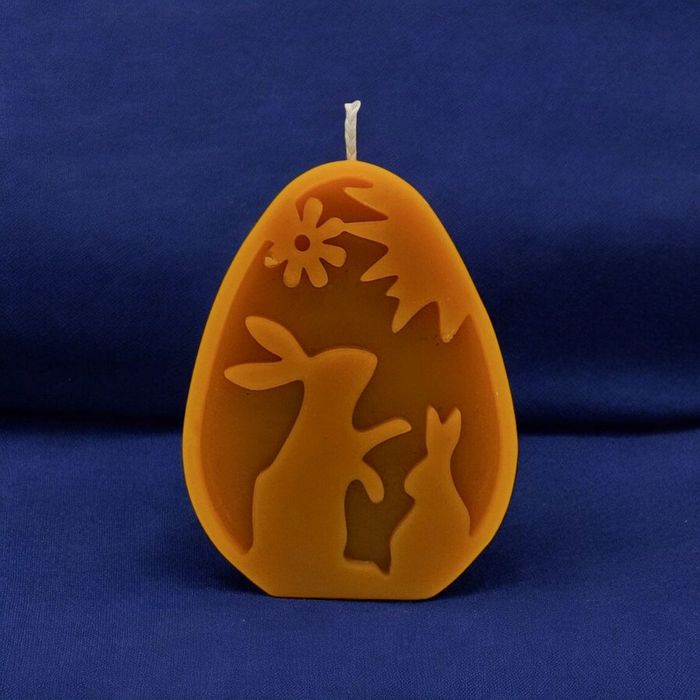 Świeca z wosku pszczelego Jajko Zajączki Zielony Świecownik