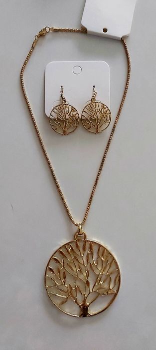 Conjunto, colar e brincos, com a árvore da vida