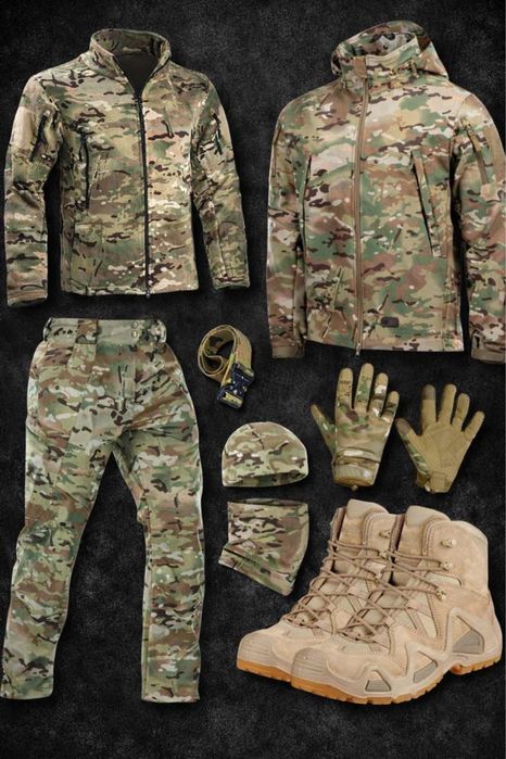 Комплект тактичний 5 в 1 камуфляж на флісі війсковий