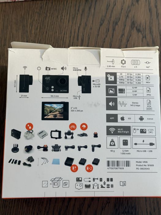Екшн камера Acme 4k wifi