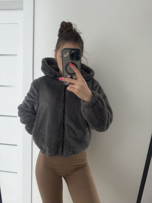 Kurtka bomberka szara miś z kapturem Primark