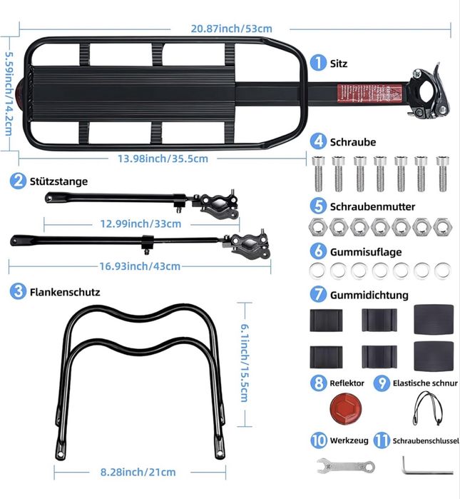 Porta Bagagens Traseiro Universal Bicicleta – Alumínio, Novo