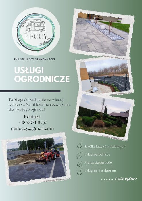 Usługi ogrodnicze, usługi mini traktorem