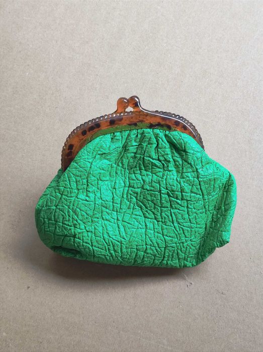 Porta moedas bolsa carteira antiga vintage verde (nova)