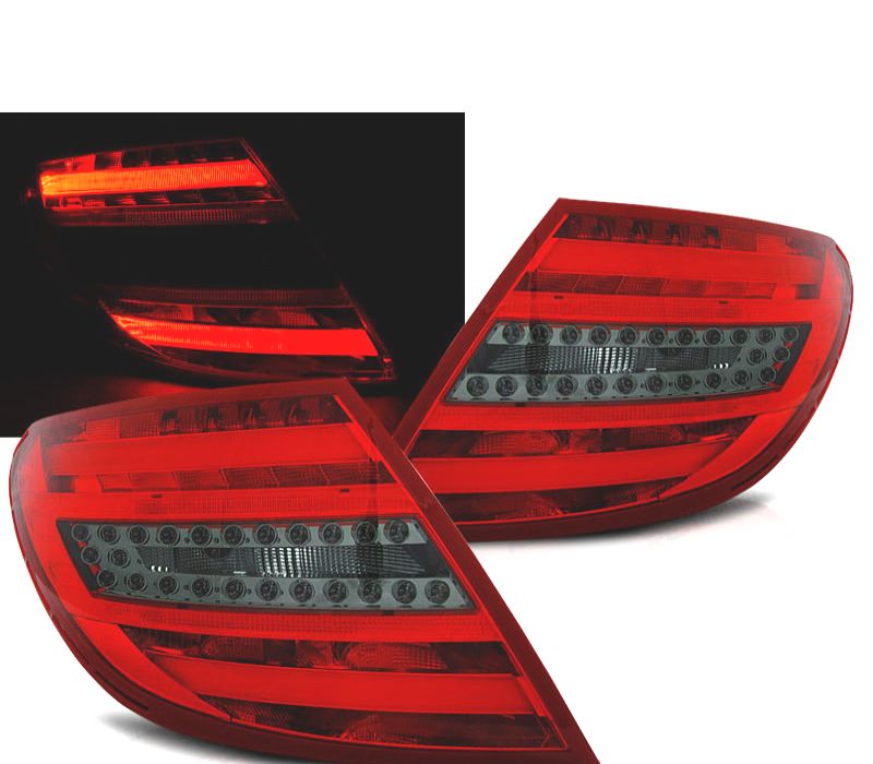 FAROLINS MERCEDES CLASSE C W204 07-11 LED BAR VERMELHO FUMADO