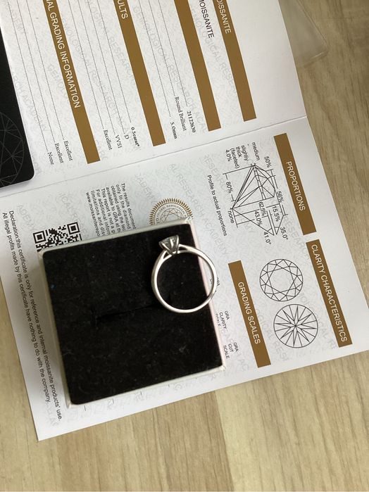 Srebrny pierścionek z lab diament Moissanite 0,5 karata 5 mm