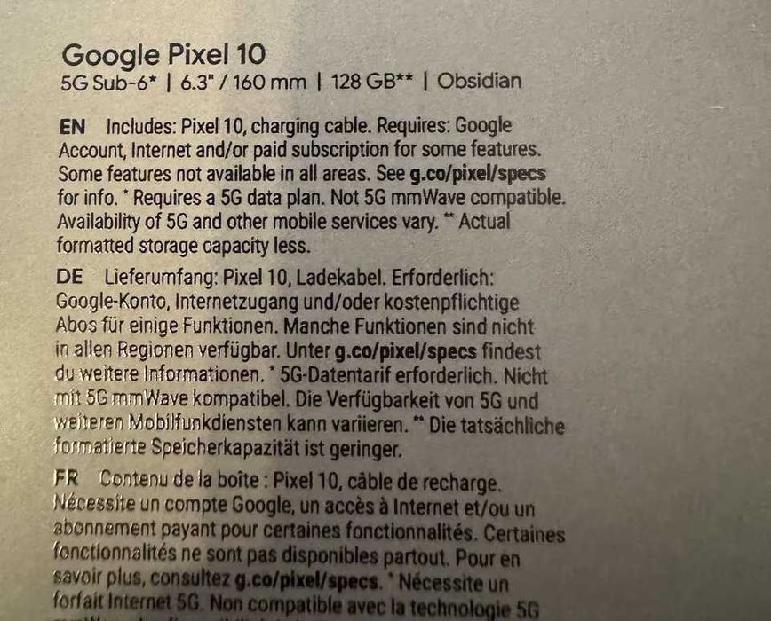 Google Pixel 10 Obsidian 128 GB