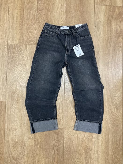 NOWE spodnie Bershka Baggy, szerokie nogawki, washed black, rozmiar 36