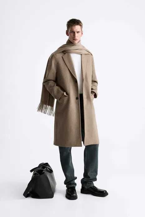 ZARA Luksusowy PŁASZCZ męski norkowy wełna XL SUPER CENA!