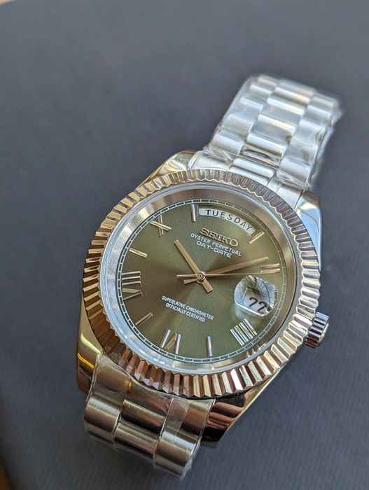 Seiko daydate mod 40mm zielona tarcza