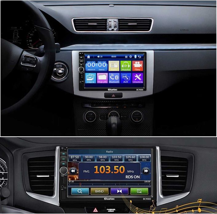 Radio Samochodowe 2DIN Ekran 7 Cali Led Mirror Link MP5 Play USB SD MP3 Głośnomówiący Bluetooth Zestaw Parkowania do Kamera Cofania Kostki ISO Pilot