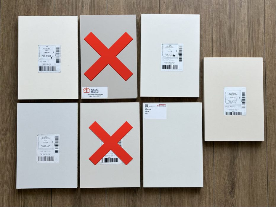 próbka front Egger różne kolory, różne wykończenia