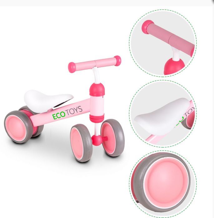 Mini rowerek biegowy dla dziecka rożowy Eco Toys