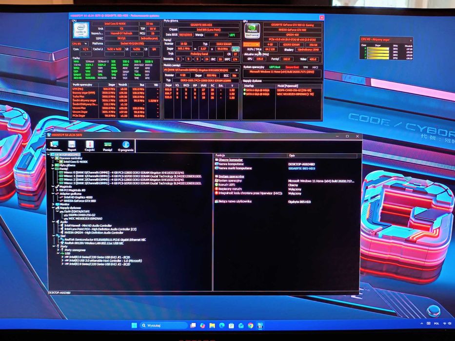 Komputer i5-4690K/GTX980/16GB/256+1TB/Win11/Wi-Fi