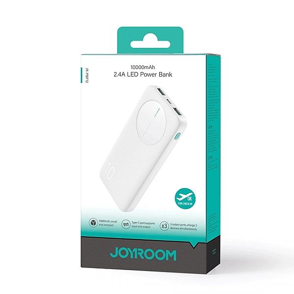 Powerbank Joyroom JR-PBF12/10000mAh 2.4A 2x USB-A 1x USB-C - biały