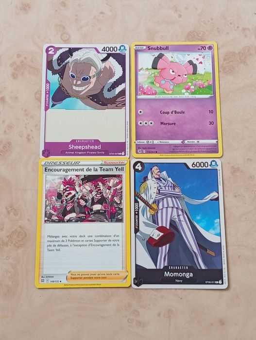Lote 4 Cartas Pokémon + One Piece