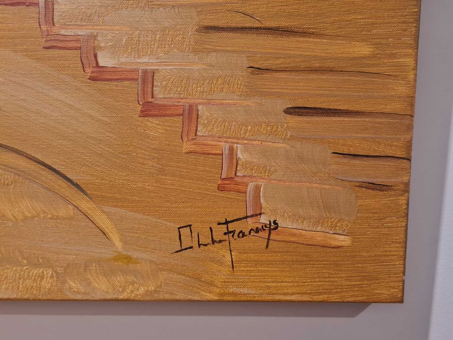 Quadro pintura c/ aplicação de tecido 60×120