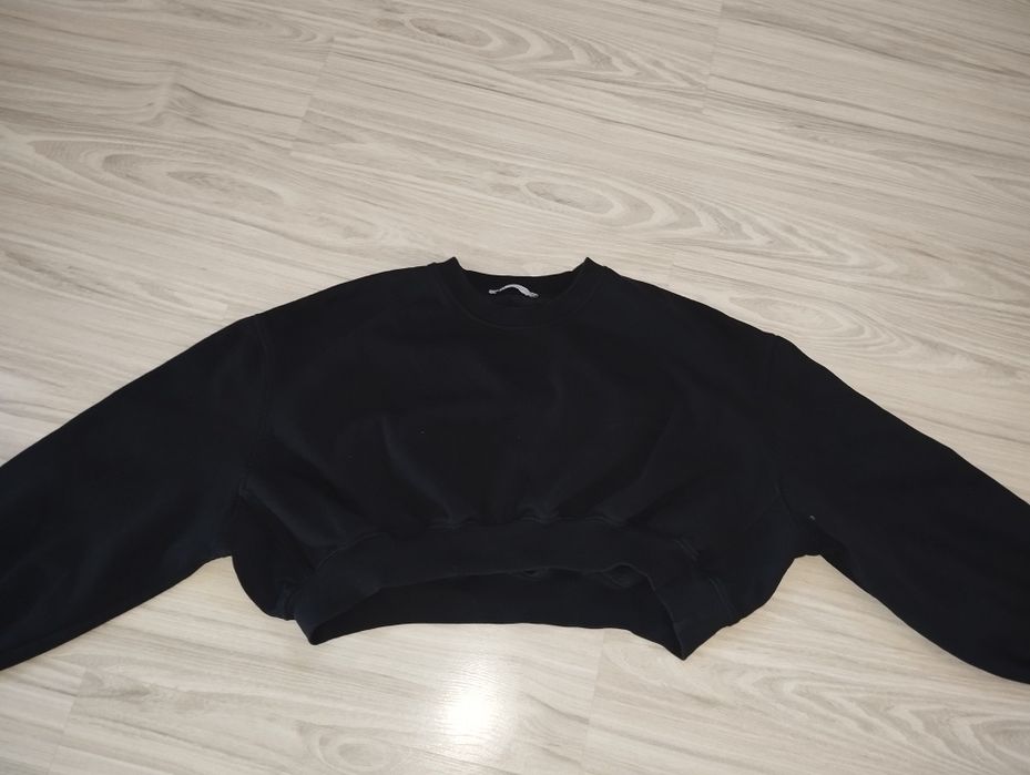 ZARA – Czarna Bluza Crop z Bawełny – Rozmiar M (EUR M / USA M / MEX 28