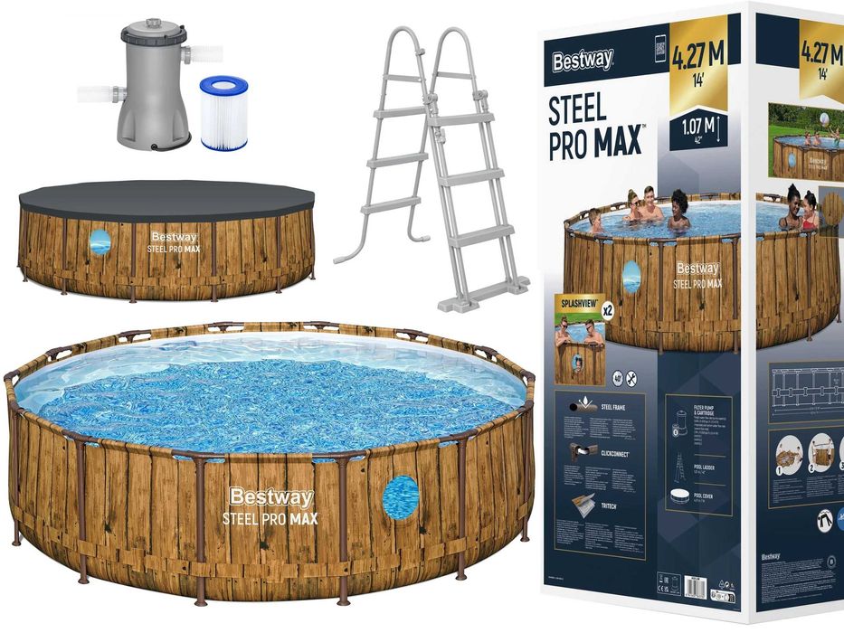 Басейн каркасний Bestway 561JM (427*107 см)+сходи+фільтр-насос+тент