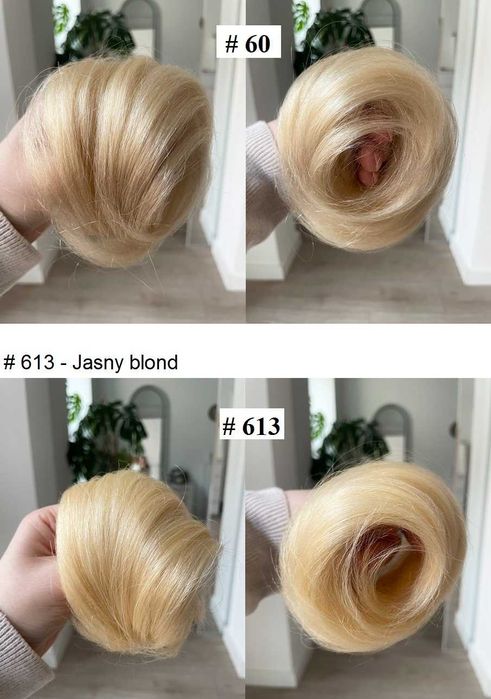 Doczepiany kok na gumce z włosów naturalnych Jasny blond
