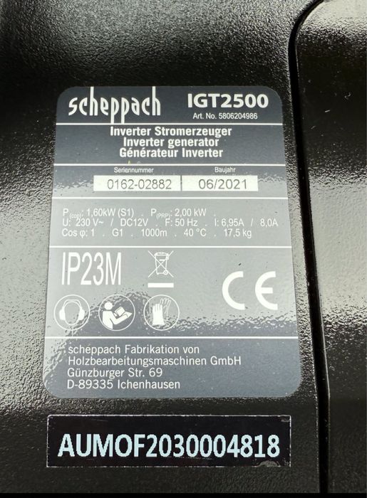 Agregat - Generator inwerterowy Scheppach IGT 2500
