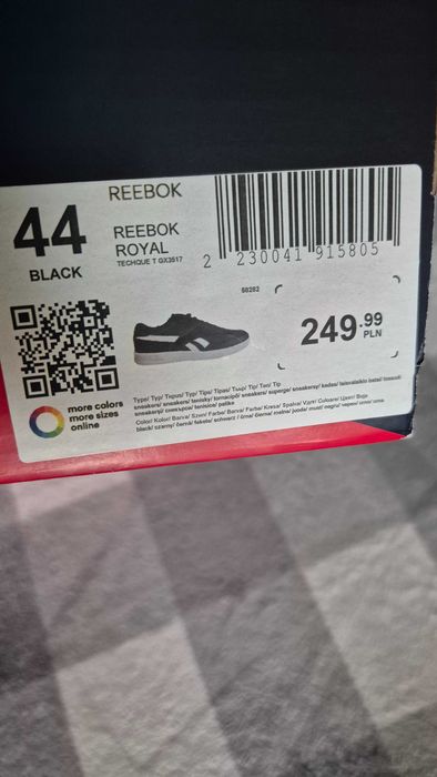 Nowe sneakersy Reebok czarne 44 - 28,5cm lentikularne logo