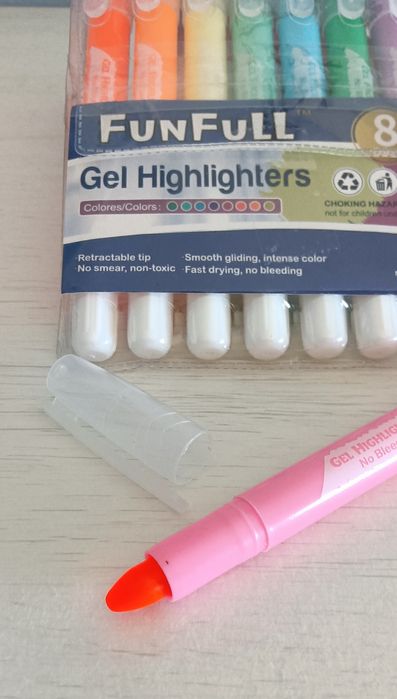 Marcadores em gel néon 8 cores para Bíblia e folhas finas