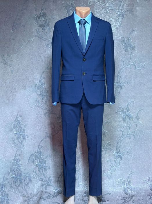 Мужской костюм двойка 46 размер на свадьбу синий нарядный