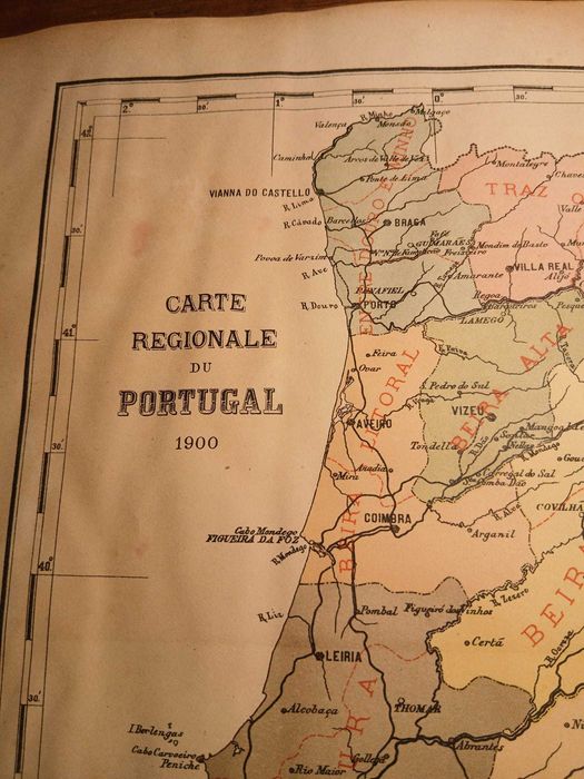 Mapa Portugal, Carte Regionale Du Portugal 1900