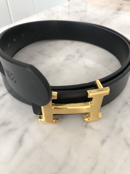 Pasek Hermes czarny gładki uniseks 100 cm