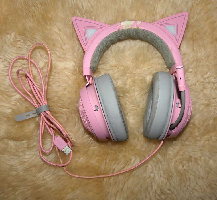 Стримерские USB-наушники Razer Kraken Kitty Quartz (Идеальная база под кастом / 100% рабочие)