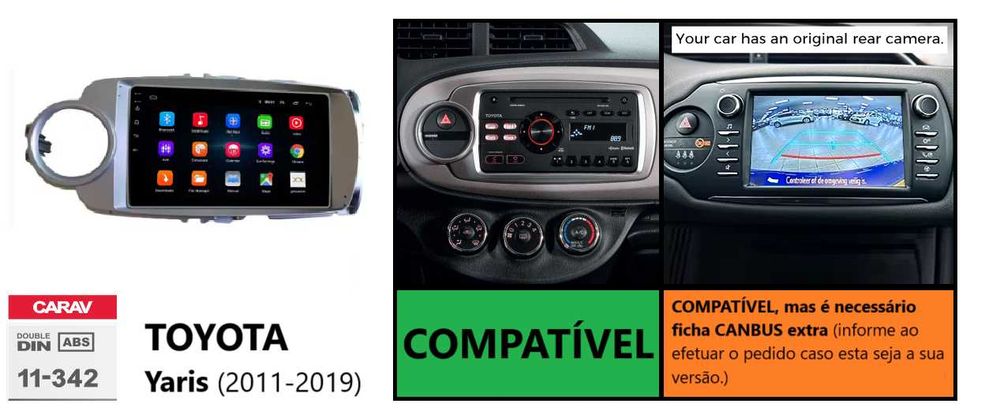 (NOVO) Rádio 2DIN Toyota YARIS (1999 até 2019) • Android GPS [4+32GB]