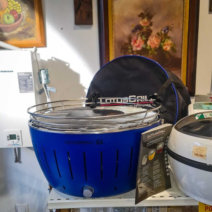 Grelhador Carvão Sem Fumo LotusGrill XL (Azul)+ Saco Transporte — Novo